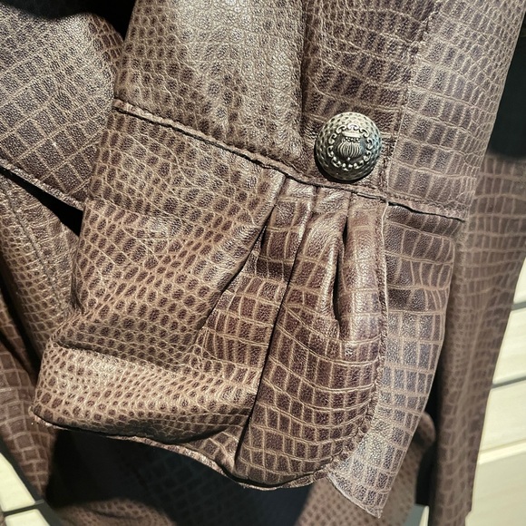 Guillaume Brown Snake Embossed Leather Blazer - Sz S - Picture 5 of 8